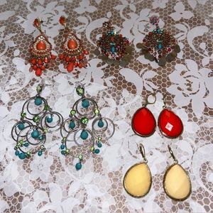 Beautiful Costume Jewelry Earrings- 5 pairs